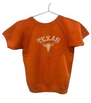 Vintage 60s University Of Texas Longhorns UT Short Sleeve Sweatshirt S/XS